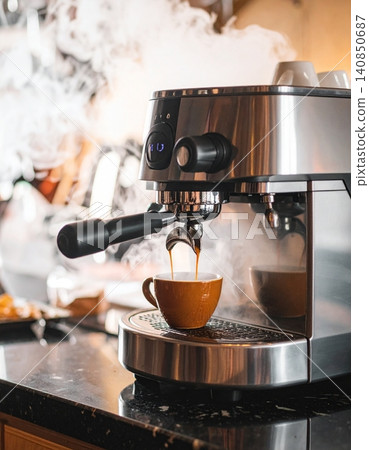 professional espresso machine brewing coffee professional espresso machine brewing coffee 140850687