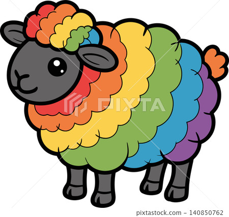 Rainbow Sheep Cartoon Illustration Design Rainbow Sheep Cartoon Illustration Design 140850762