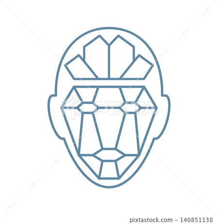 A minimalist line icon representing biometric facial recognition and artificial intelligence on a white background. Perfect for digital security and futuristic tech concepts. Nobody. A minimalist line icon representing biometric facial recognition and artificial intelligence on a white background. Perfect for digital security and futuristic tech concepts. Nobody. 140851138