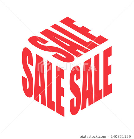 Dynamic isometric red sale cube vector icon. A bold 3D typographic design perfect for retail promotions, ecommerce banners, marketing campaigns, and clearance discount events. Dynamic isometric red sale cube vector icon. A bold 3D typographic design perfect for retail promotions, ecommerce banners, marketing campaigns, and clearance discount events. 140851139