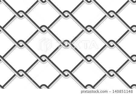 Seamless volumetric chain link fence mesh vector illustration isolated on white background. Realistic 3D metal grid pattern for industrial design construction and security concepts. Seamless volumetric chain link fence mesh vector illustration isolated on white background. Realistic 3D metal grid pattern for industrial design construction and security concepts. 140851148