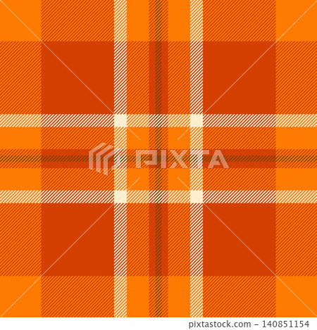Full check seamless tartan, clothing background plaid pattern. Age texture vector textile fabric in orange and bright colors. Full check seamless tartan, clothing background plaid pattern. Age texture vector textile fabric in orange and bright colors. 140851154