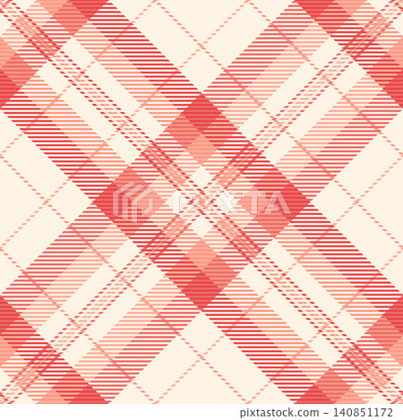 Livingroom plaid background texture, customer fabric textile vector. Preppy seamless pattern check tartan in old lace and red colors. 140851172