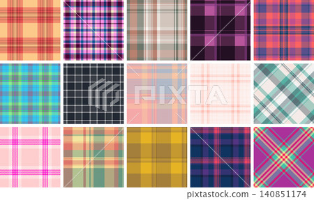 Plaid pack developed for nostalgic creative projects. Traditional tartan structures enhance retro visuals. Plaid pack developed for nostalgic creative projects. Traditional tartan structures enhance retro visuals. 140851174