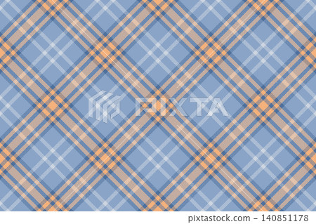 October tartan vector pattern, gift paper check texture seamless. Bandanna background plaid textile fabric in blue and orange colors. October tartan vector pattern, gift paper check texture seamless. Bandanna background plaid textile fabric in blue and orange colors. 140851178