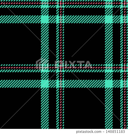 Show textile fabric vector, package pattern check tartan. Cover plaid texture seamless background in black and teal colors. 140851183