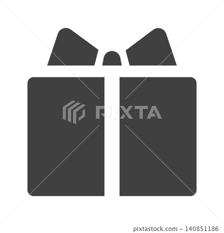 A minimalist black gift box icon evoking feelings of anticipation and joy. This clean vector symbol represents celebration, giving, and surprise. Ideal for holiday designs. Nobody. 140851186