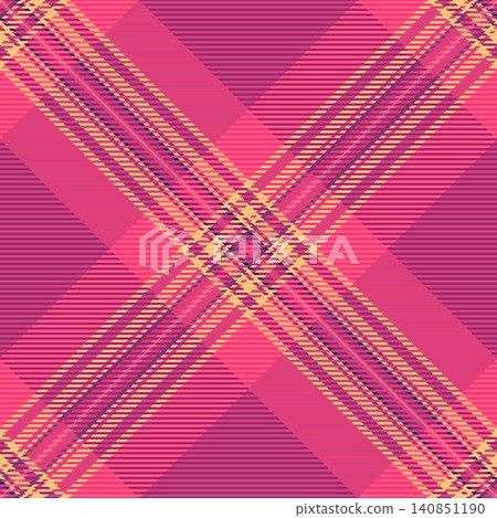 Bandanna pattern texture background, asymmetric vector seamless fabric. Christmas card check tartan plaid textile in pink and red colors. Bandanna pattern texture background, asymmetric vector seamless fabric. Christmas card check tartan plaid textile in pink and red colors. 140851190