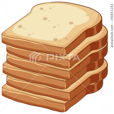 Stack of Sliced White Bread Vector Illustration on White Background 140851281