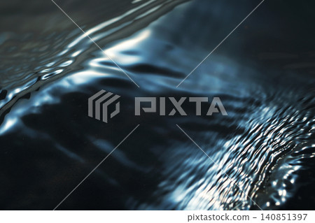 A shimmering, rippling water surface against a black background (background material/texture) 140851397