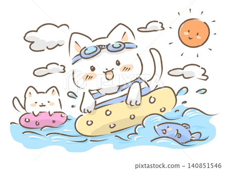 Cat's summer vacation Cat's summer vacation 140851546