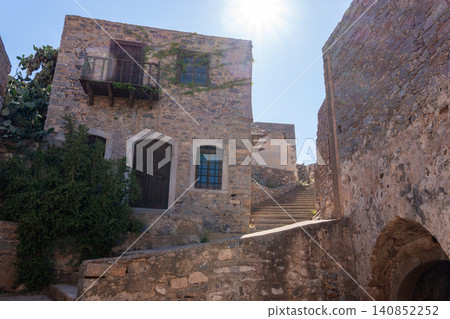 Abandoned Stone House and Stairs on Spinalonga Island Crete Abandoned Stone House and Stairs on Spinalonga Island Crete 140852252