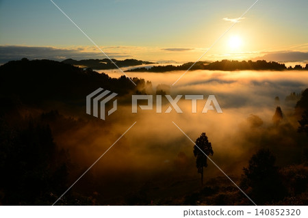 Dawn of Gamo Rice Terrace Undiscovered Morning glow Dawn of Gamo Rice Terrace Undiscovered Morning glow 140852320