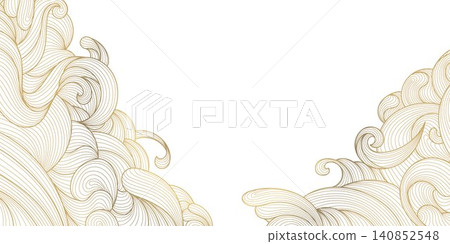Luxury abstract Japanese wave pattern with elegant golden line art, flowing curves, modern geometric shapes. Premium vector design sea, cloud, water textures, wallpaper, packaging, wine labels Luxury abstract Japanese wave pattern with elegant golden line art, flowing curves, modern geometric shapes. Premium vector design sea, cloud, water textures, wallpaper, packaging, wine labels 140852548