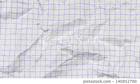 White checkered notebook paper with grid pattern. Crumpled sheet texture perfect for school White checkered notebook paper with grid pattern. Crumpled sheet texture perfect for school 140852700