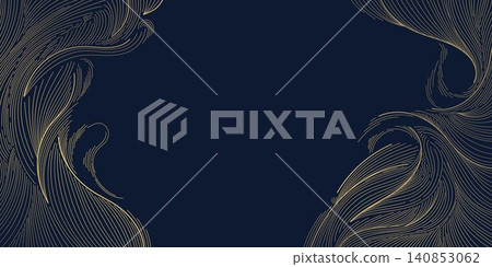 Luxury abstract Japanese wave pattern with elegant gold on black line art, flowing curves, modern geometric shapes of ocean, river, cloud. Premium vector design, wallpaper, packaging, wine labels Luxury abstract Japanese wave pattern with elegant gold on black line art, flowing curves, modern geometric shapes of ocean, river, cloud. Premium vector design, wallpaper, packaging, wine labels 140853062