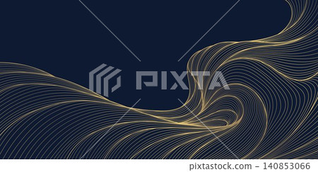 Luxury abstract Japanese wave pattern with elegant gold on black line art, flowing curves, modern geometric shapes of ocean, river, cloud. Premium vector design, wallpaper, packaging, wine labels Luxury abstract Japanese wave pattern with elegant gold on black line art, flowing curves, modern geometric shapes of ocean, river, cloud. Premium vector design, wallpaper, packaging, wine labels 140853066