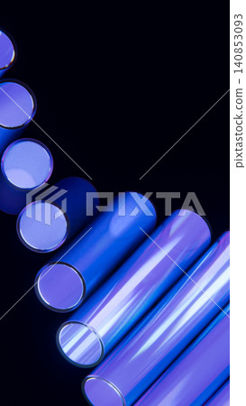 Glass Tubes Abstract Blue Purple Dispersion Light 3D Render Glass Tubes Abstract Blue Purple Dispersion Light 3D Render 140853093