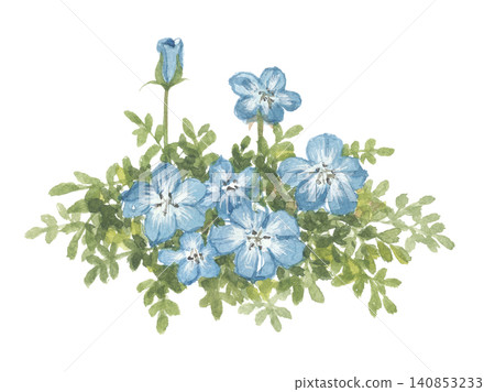 水彩畫中的粉蝶花 水彩畫中的粉蝶花 140853233