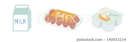 乳製品、超市雞蛋盒(10個裝)、牛奶、優格 - 白色背景 乳製品、超市雞蛋盒(10個裝)、牛奶、優格 - 白色背景 140853234