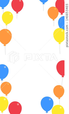 A frame illustration featuring colorful balloons floating in a vertical orientation. A frame illustration featuring colorful balloons floating in a vertical orientation. 140853403