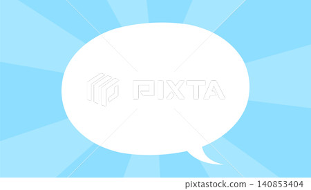 Pop art style light blue background with oval speech bubble frame illustration (transparent, horizontal orientation) 140853404