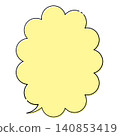 Hand-drawn style line art cloud-shaped speech bubble illustration, vertical, with background. 140853419