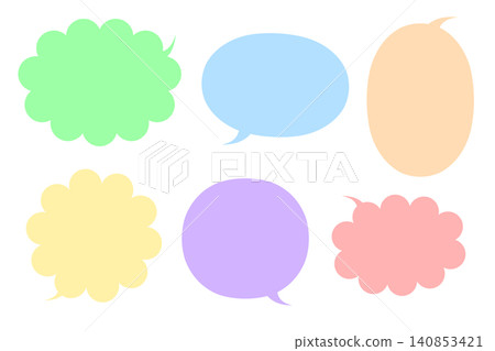 A set of 6 colorful speech bubble silhouette illustrations. A set of 6 colorful speech bubble silhouette illustrations. 140853421