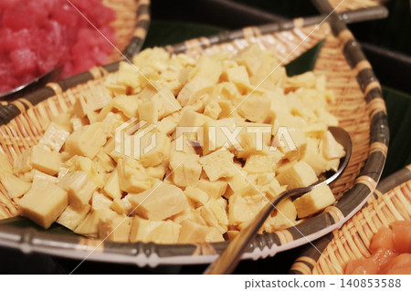 Fresh pieces of sweet egg omelet or Tamagoyaki is traditional Japanese food Fresh pieces of sweet egg omelet or Tamagoyaki is traditional Japanese food 140853588