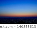Scattered village and crescent moon 140853613