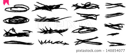 Scribble scratch with pencil and charcoal doodle for underline and annotation. Messy scrawl line drawing on rough grunge texture. Hand drawn vector scribble text highlight scratch set isolated Scribble scratch with pencil and charcoal doodle for underline and annotation. Messy scrawl line drawing on rough grunge texture. Hand drawn vector scribble text highlight scratch set isolated 140854077