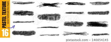 Charcoal texture marker and pencil strokes. Pastel highlight with rough charcoal underline and handwriting shapes. Brush texture vector line elements for creative overlay isolated on white background Charcoal texture marker and pencil strokes. Pastel highlight with rough charcoal underline and handwriting shapes. Brush texture vector line elements for creative overlay isolated on white background 140854145