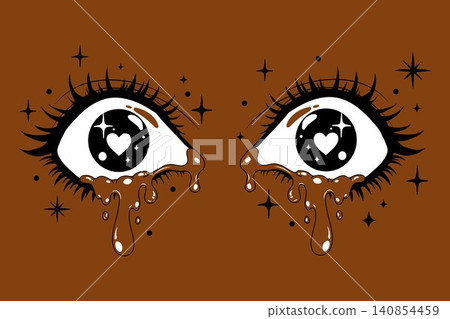 Gothic Manga Eyes with Heart Pupils Gothic Manga Eyes with Heart Pupils 140854459
