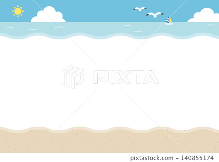 [Vector] Summer ocean background with copy space - tropical beach banner template material (vertical) 140855174