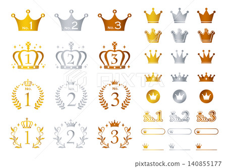 [Vector] Crown Ranking Icon Set (No Ribbon) - Premium Metal 140855177