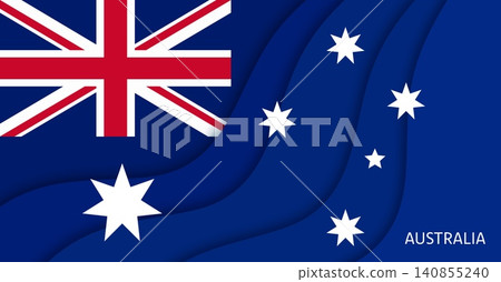 Paper cut flag of Australia, papercut 26 January national Australian holiday banner with seven pointed white stars and red stripes on blue wavy background. Foreign language, Aussie culture, 3d pennant Paper cut flag of Australia, papercut 26 January national Australian holiday banner with seven pointed white stars and red stripes on blue wavy background. Foreign language, Aussie culture, 3d pennant 140855240