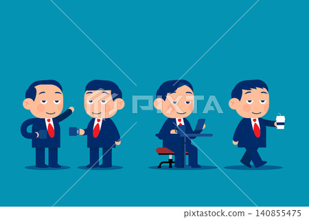 Set cute little business. Businessman with coffee time Set cute little business. Businessman with coffee time 140855475
