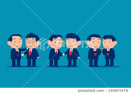 Set cute little business. Businessmen shake hands and greet each other Set cute little business. Businessmen shake hands and greet each other 140855479