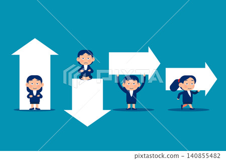 Set cute little business. Businesswoman wiwth arrows Set cute little business. Businesswoman wiwth arrows 140855482