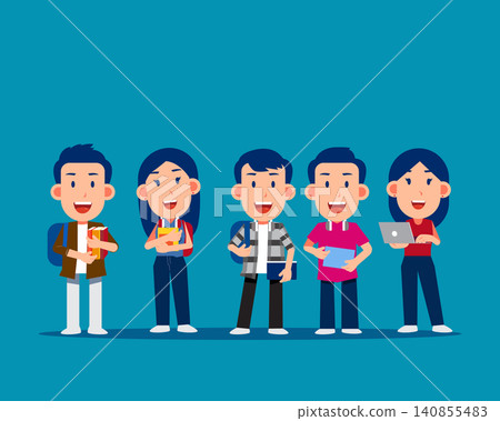 Character collection. Cute young students Character collection. Cute young students 140855483