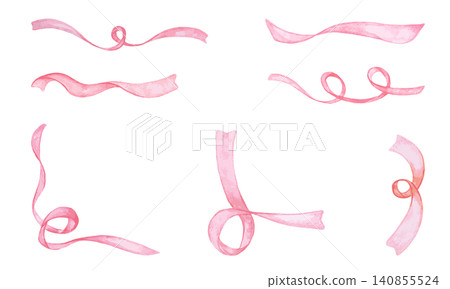 Watercolor illustration of red ribbon Watercolor illustration of red ribbon 140855524