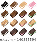 A set of simple cookie sandwich ice cream icons. 140855594