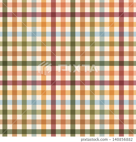 Seamless colorful autumn madras plaid seamless pattern. A cottagecore repeating tartan check texture. Seamless colorful autumn madras plaid seamless pattern. A cottagecore repeating tartan check texture. 140856882