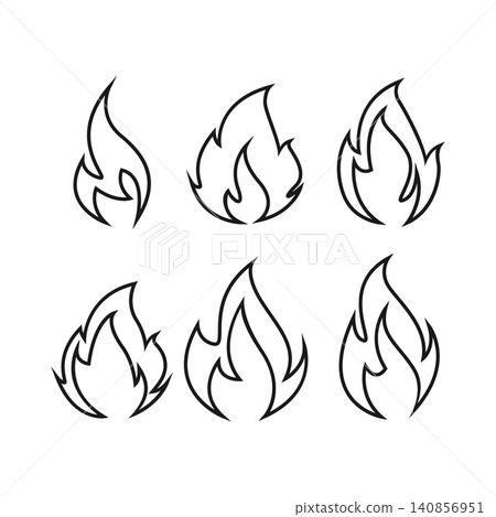 Fire Flame Outline Icon Pack. Burning Heat Symbol Collection Fire Flame Outline Icon Pack. Burning Heat Symbol Collection 140856951