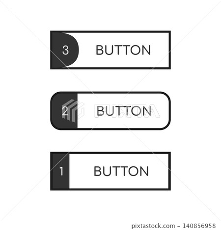 Modern Numbered Button Set Collection with Rounded and Rectangle Shapes Line Icons 140856958