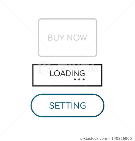 Modern Buy Now, Loading and Settings Button Outline Vector Set Modern Buy Now, Loading and Settings Button Outline Vector Set 140856960