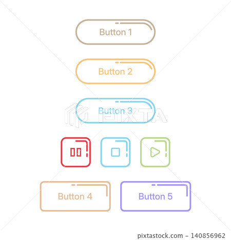 Aesthetic Pastel UI Button Collection with Media Control Elements. Aesthetic Pastel UI Button Collection with Media Control Elements. 140856962