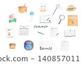 Summer vacation illustration icon set watercolor paint simple 140857011