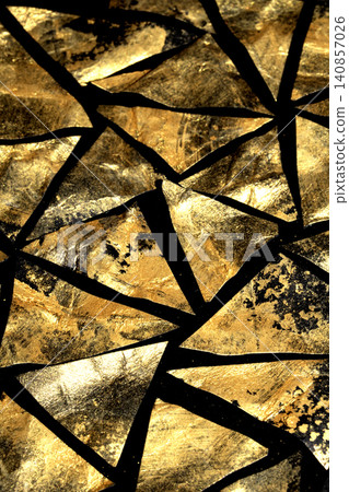 Gold metallic geometric triangle paint background on black paper Gold metallic geometric triangle paint background on black paper 140857026