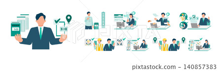 DX考勤管理與線上請假申請:利用智慧型手機GPS和人臉辨識技術提高工作效率的圖示集 DX考勤管理與線上請假申請:利用智慧型手機GPS和人臉辨識技術提高工作效率的圖示集 140857383